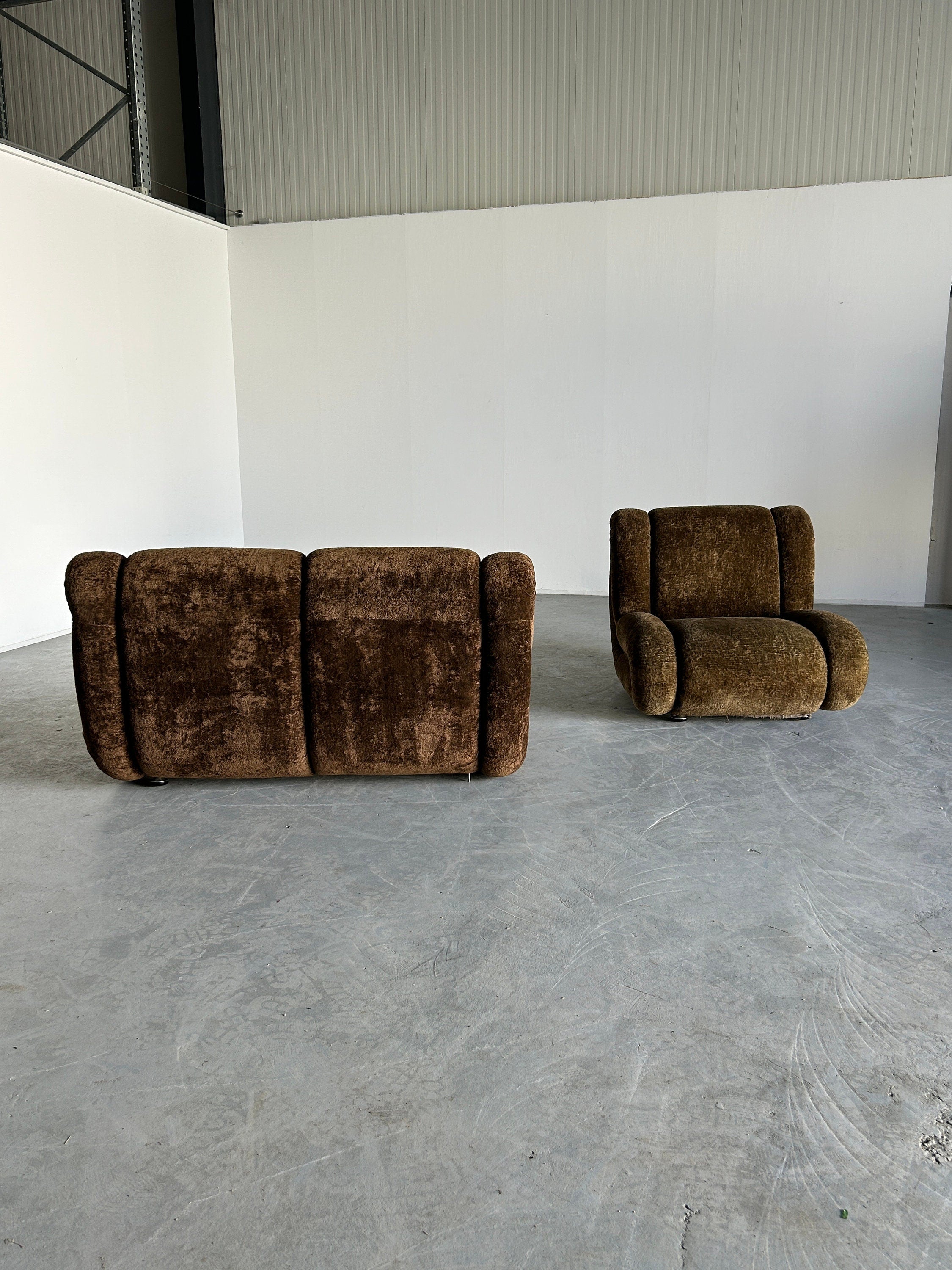 Cloud Modular Velvet Sofa Set Attributed to 1P Italy