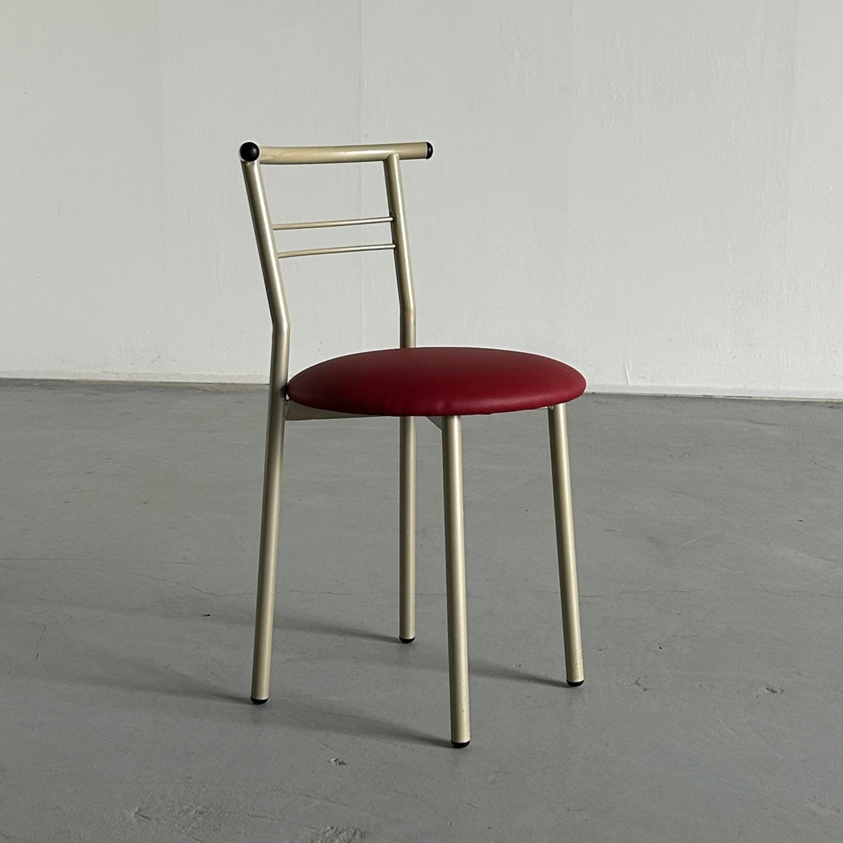 Memphis Style Metal Chair with Red Faux Leather Upholstery, 1980s