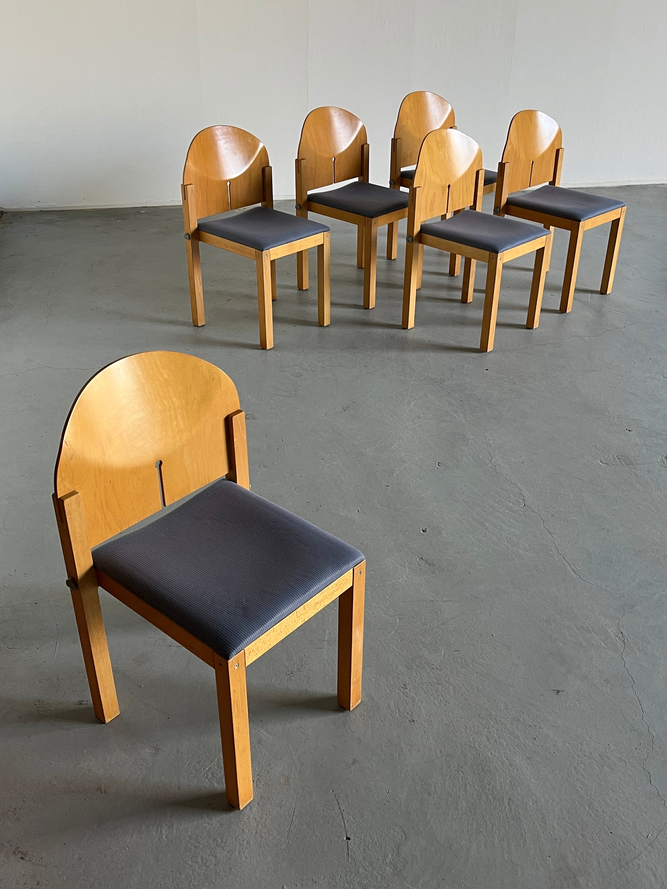 Postmodern Sculptural Dining Chairs by Arno Votteler for Bisterfeld and Weiss, 1980