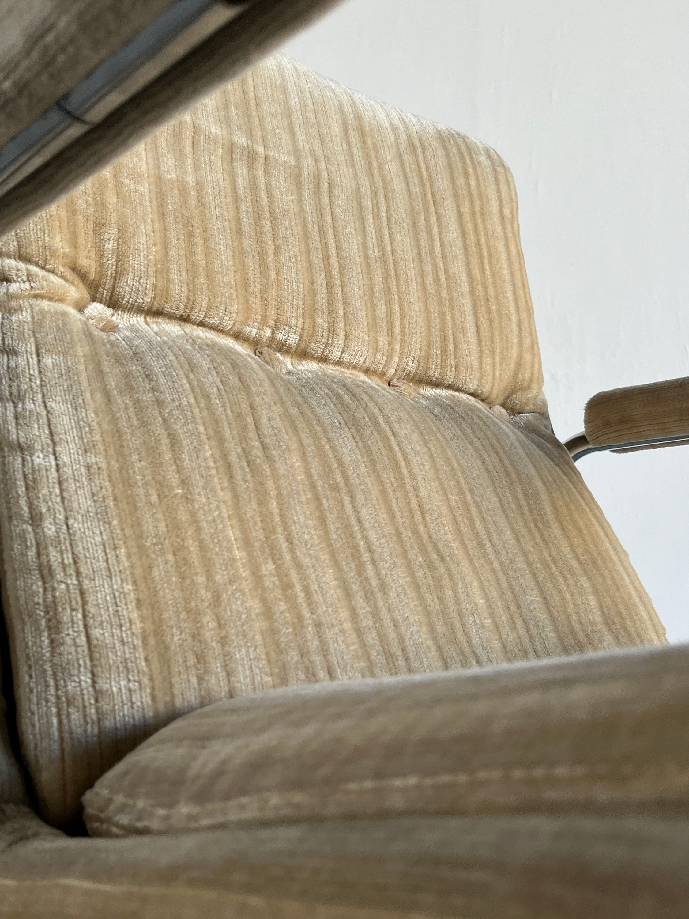 Mid-Century Chrome Tubular Steel and Striped Upholstery Armchairs, 1970s