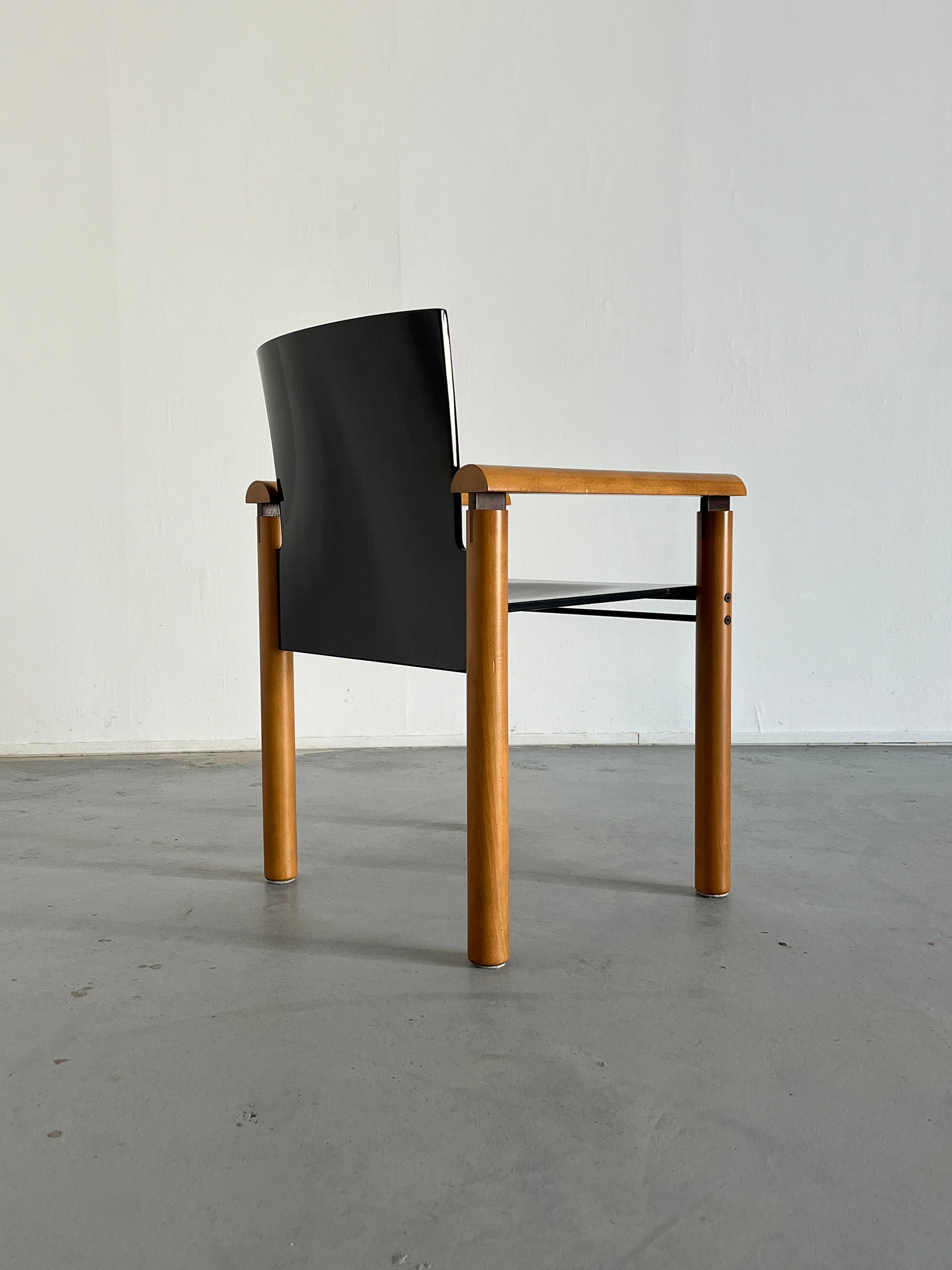 Elegant Modernist Wooden Armchairs in Dark Gloss Finish, Attributed to Artelano, 1970s