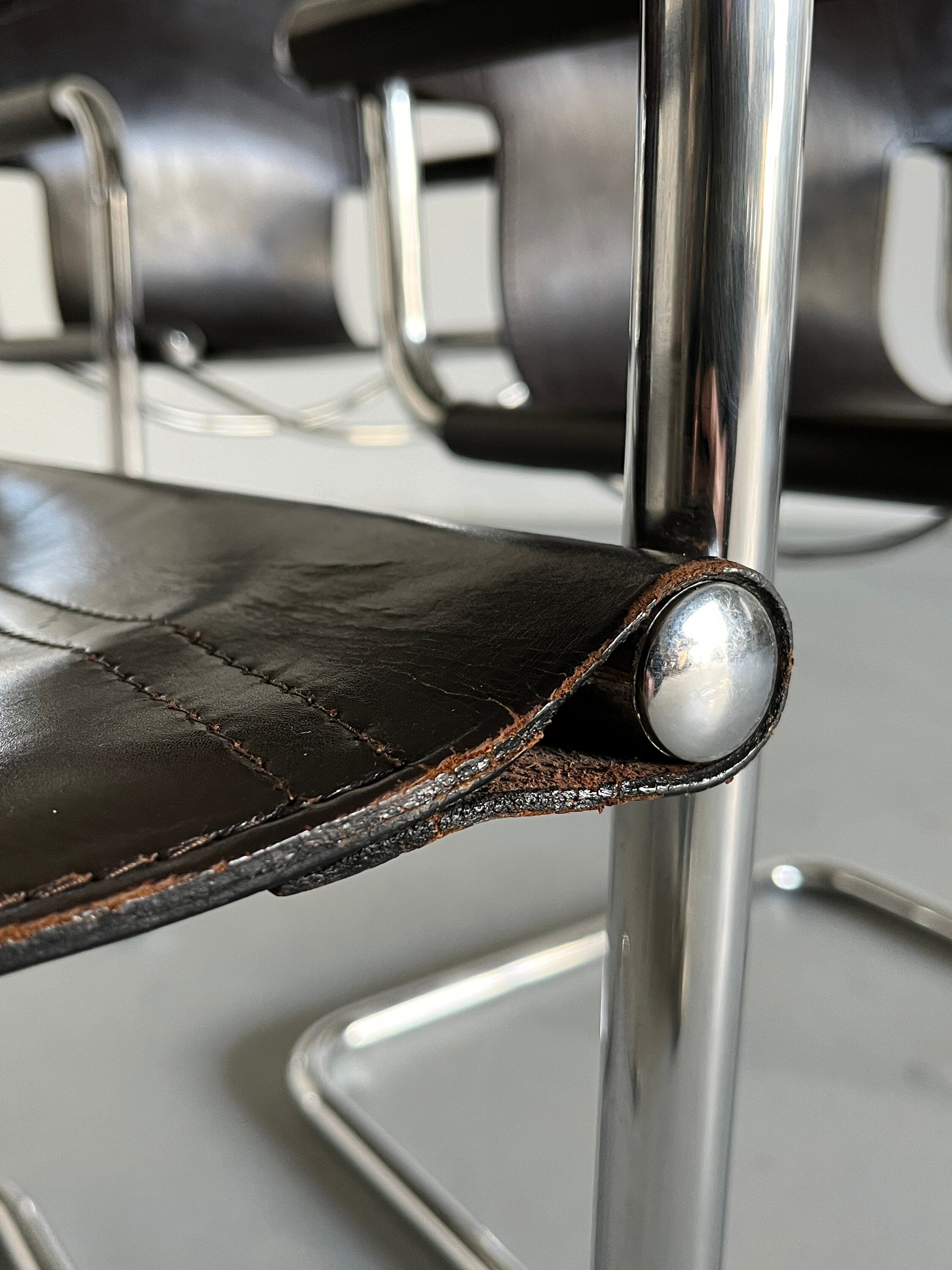 Leather Cantilever Armchairs in Style of Matteo Grassi, 1980s