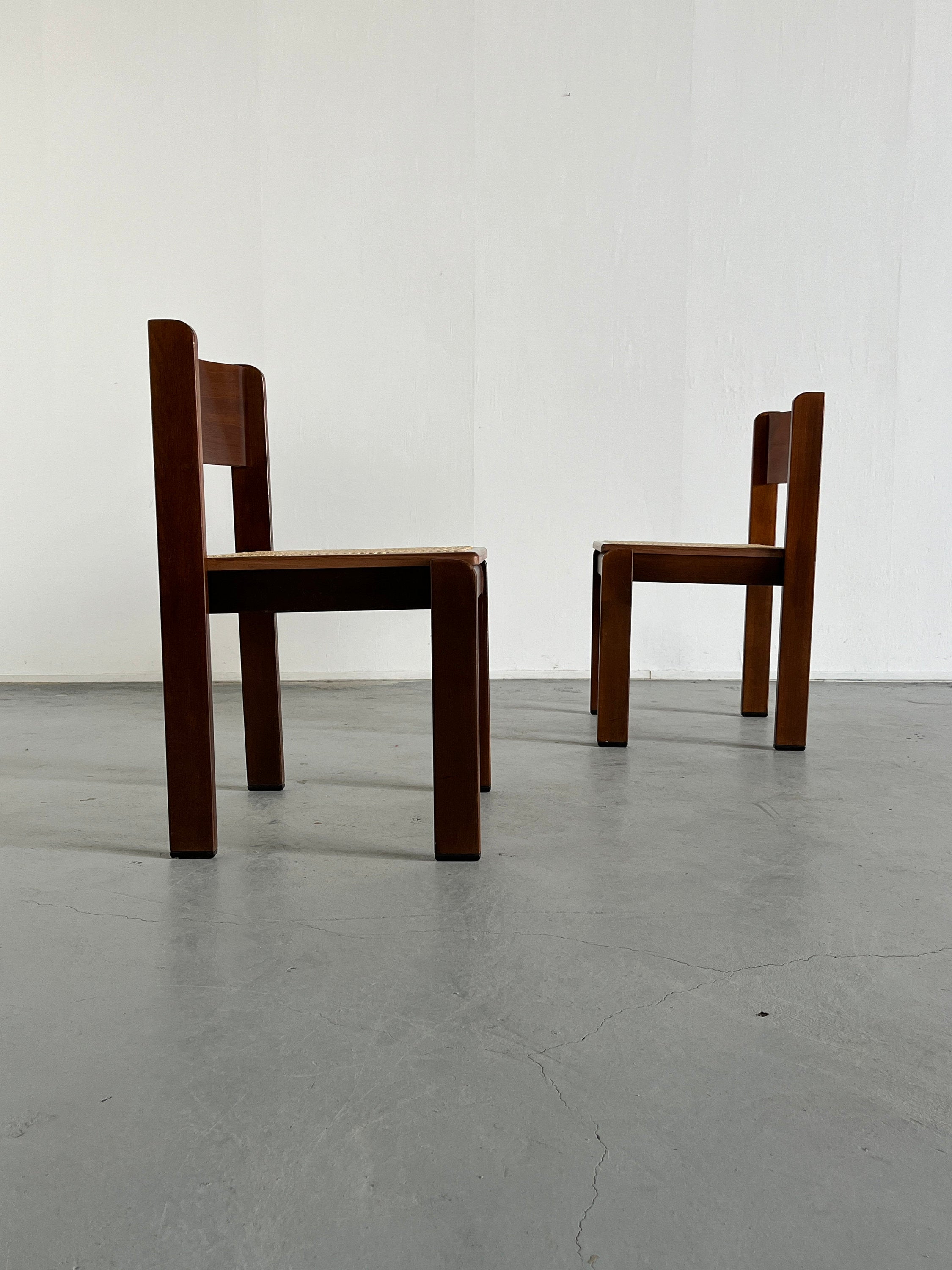 Constructivist Wooden Dining Chairs by Wiesner Hager, Pair