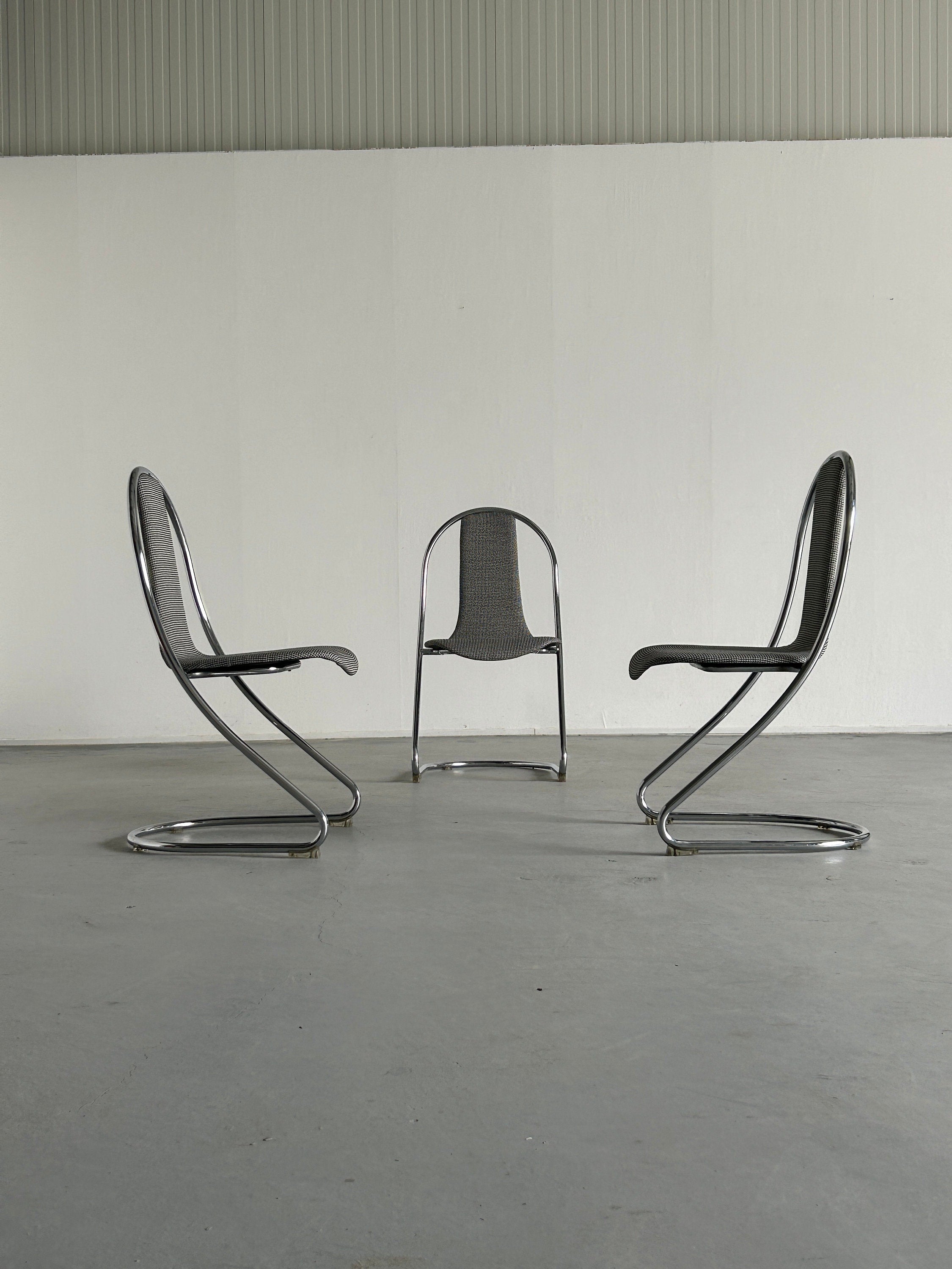 Space Age Chairs in Style of Willy Rizzo for Cidue, 1980s Italy