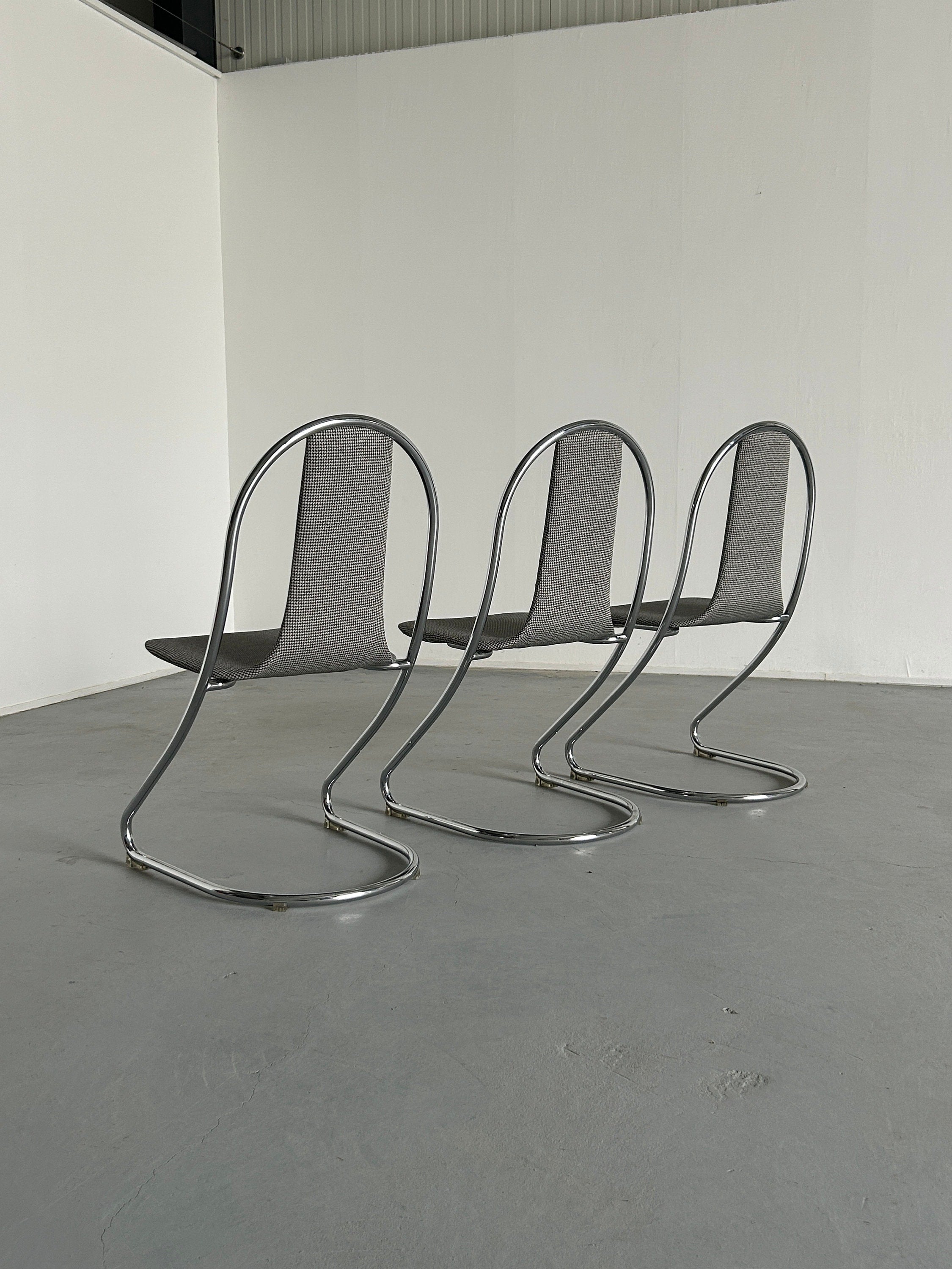 Space Age Chairs in Style of Willy Rizzo for Cidue, 1980s Italy