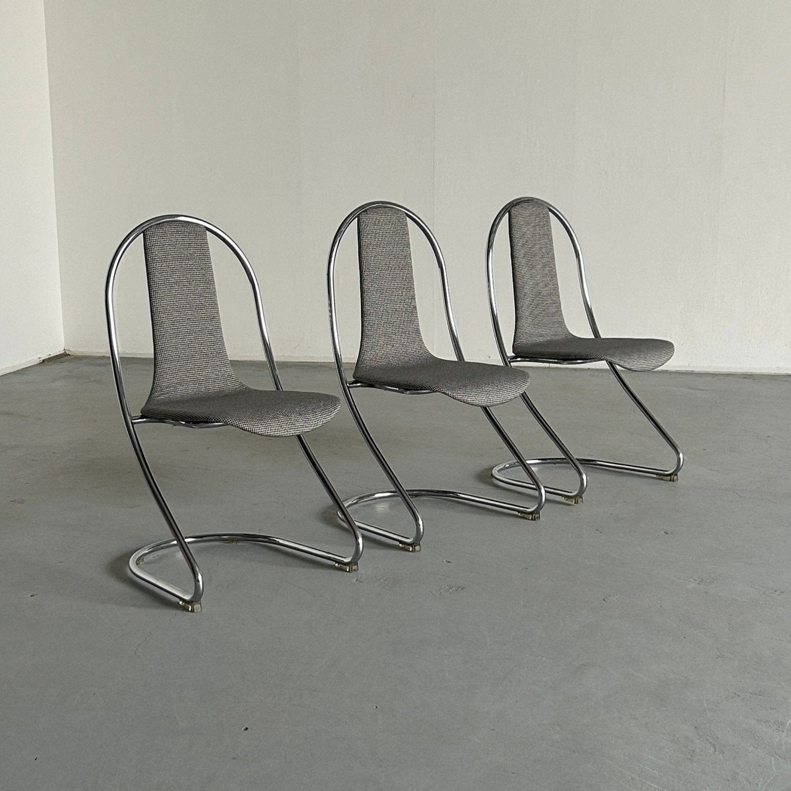 Space Age Chairs in Style of Willy Rizzo for Cidue, 1980s Italy