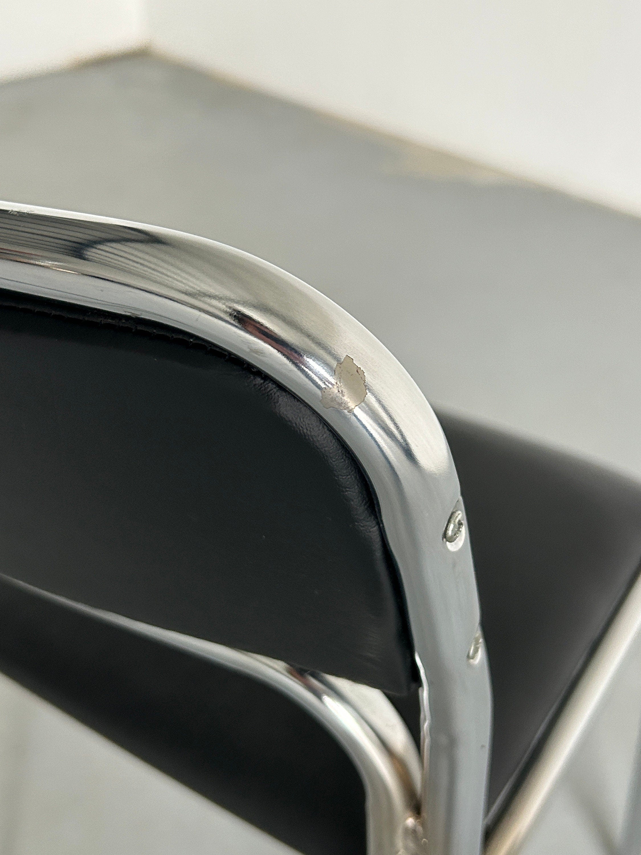 Bauhaus Chrome Tubular Steel and Black Chrome Leather Chairs
