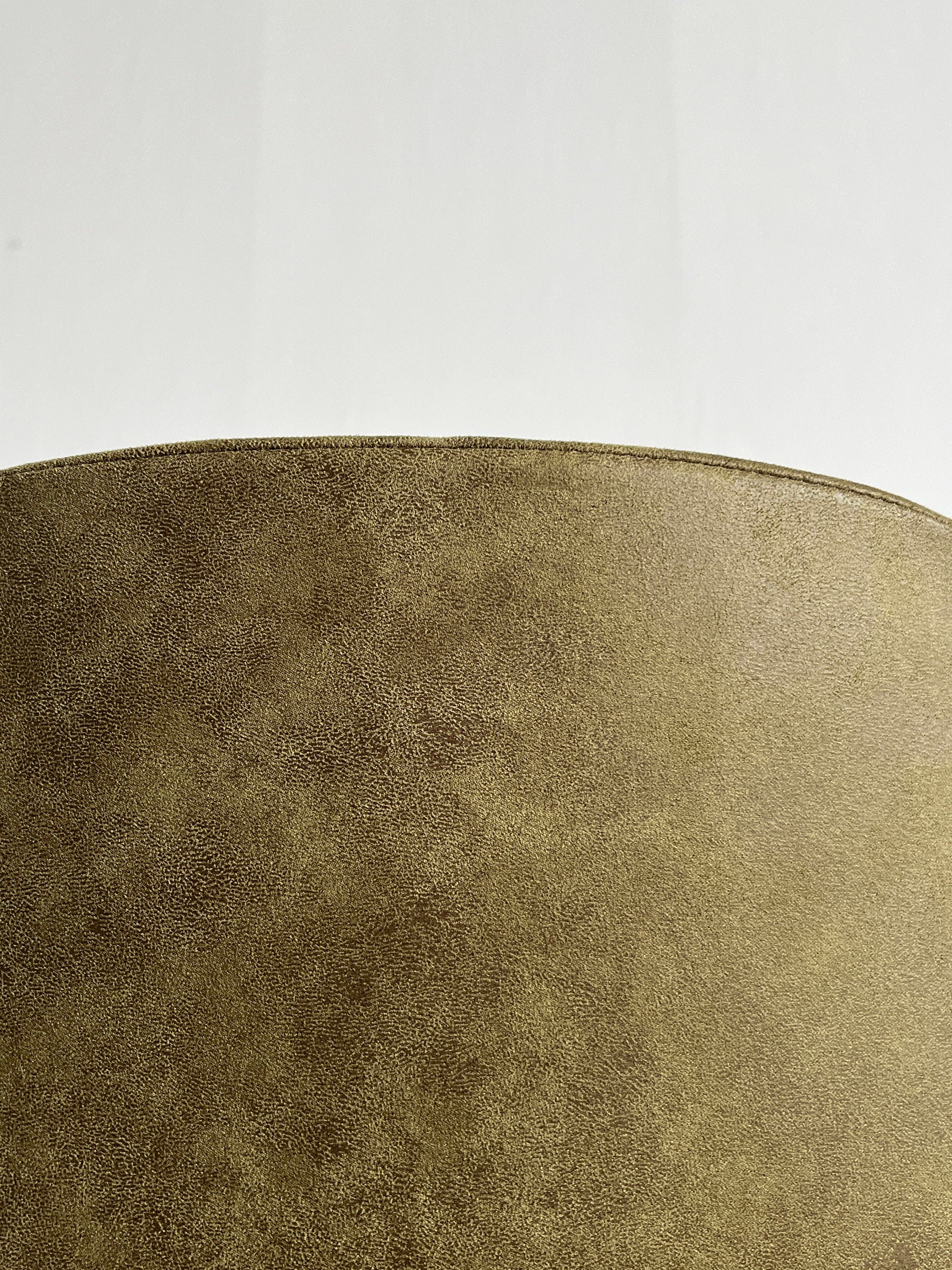 Set of 4 Elegant Italian Mid-Century Modern Bentwood Dining Chairs in Olive Green Padded Upholstery, 1970s